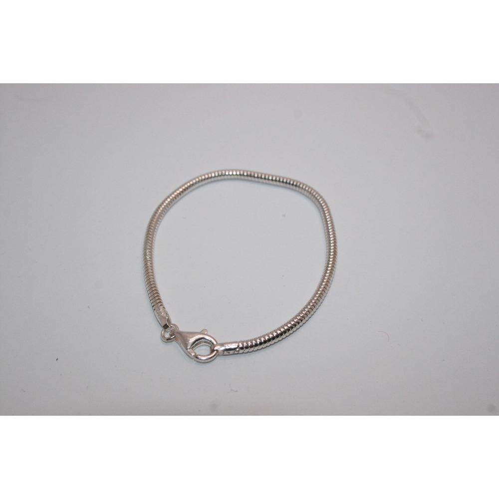 Sterling Silver‎ Snake Link Layering Charm Bracelet IBB 925 Italy 7.5"